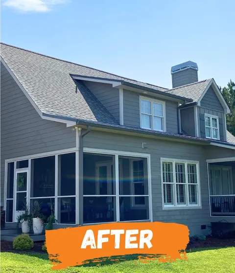 After: the house siding and trim brighter.