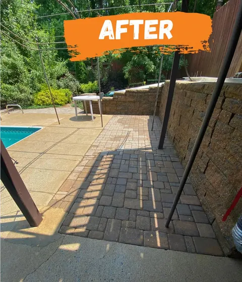 After: the pavers clean, joints clear.