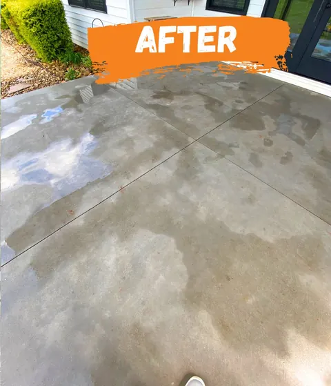 After: the patio concrete gray again.